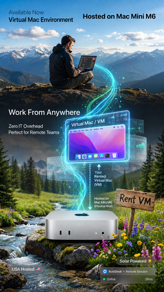macOS Virtual Machine Hosted on Mac Mini M6 | Remote Admin Access